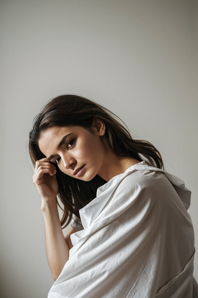 A crumpled woman