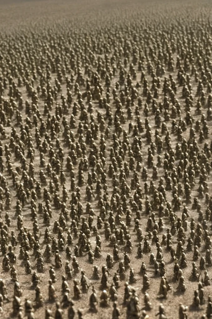 (((figures))), (((army))) of figures, (((many))) figures, marching ((toward the camera)), (barren landscape)
