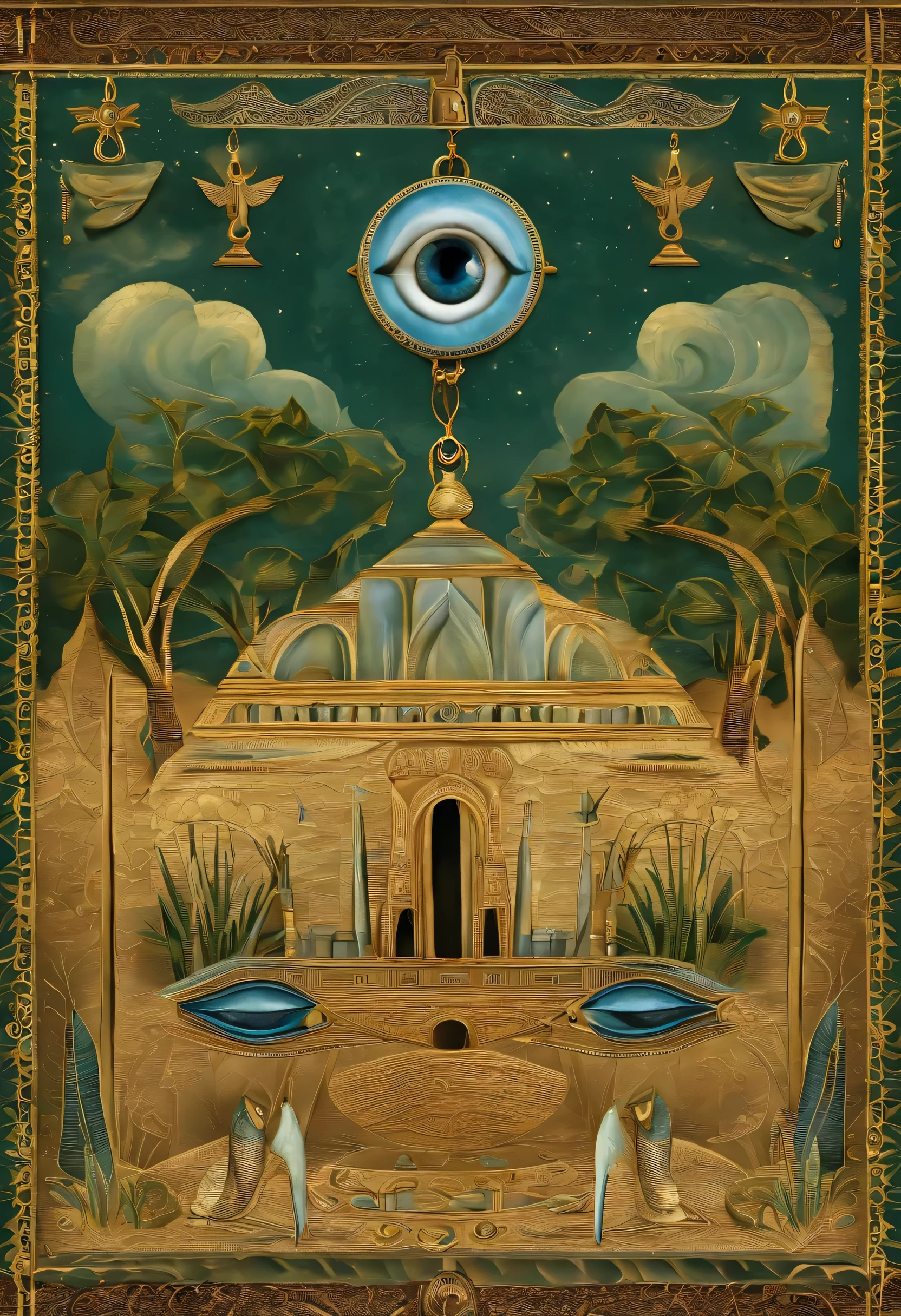"Looking into your hand, You discover a mysterious object : a necklace with the Eye of Horus, sacred symbol of protection and power that you didn't have before.
This amulet makes you consider that this vision is not a figment of your imagination, but rather a mystical communication that reinforces your conviction that your destiny is linked to this quest.."