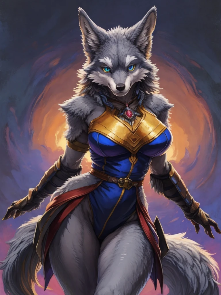 (masterpiece), (best quality),Woman ((anthro)) , (wolf girl),1girl,solo,(sharp focus),((look at viewer))EdobWerewolf,,mature female, (rogue outfit), perfect eyes,eyeshadow, dr comet,pochincoff,Pixelsketcher, (mayosplash), (wamudrawasterpiece),cutesexyrobutts, hioshiru,kingbang,shiny skin, fluffy hips, (detailed gray fur:1.3),old school fantasy art,((simple background:1.0))