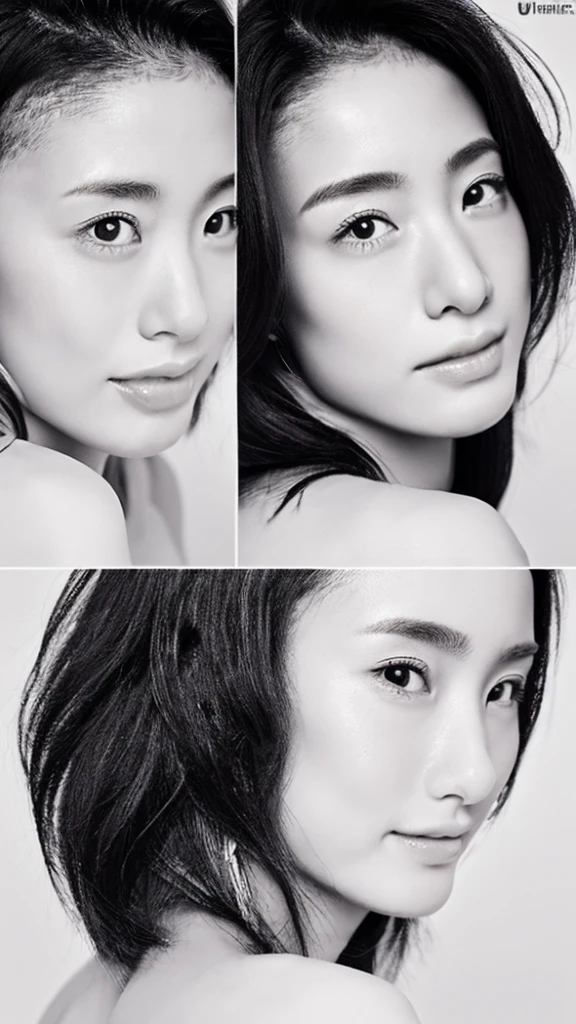 (best quality,ultra-detailed,realistic),(portraits),(black and white),(soft lighting),(Japanese beautiful face),(detailed facial features),(white background),(line drawing),anatomy correct,completely naked,perfect nude,undressed