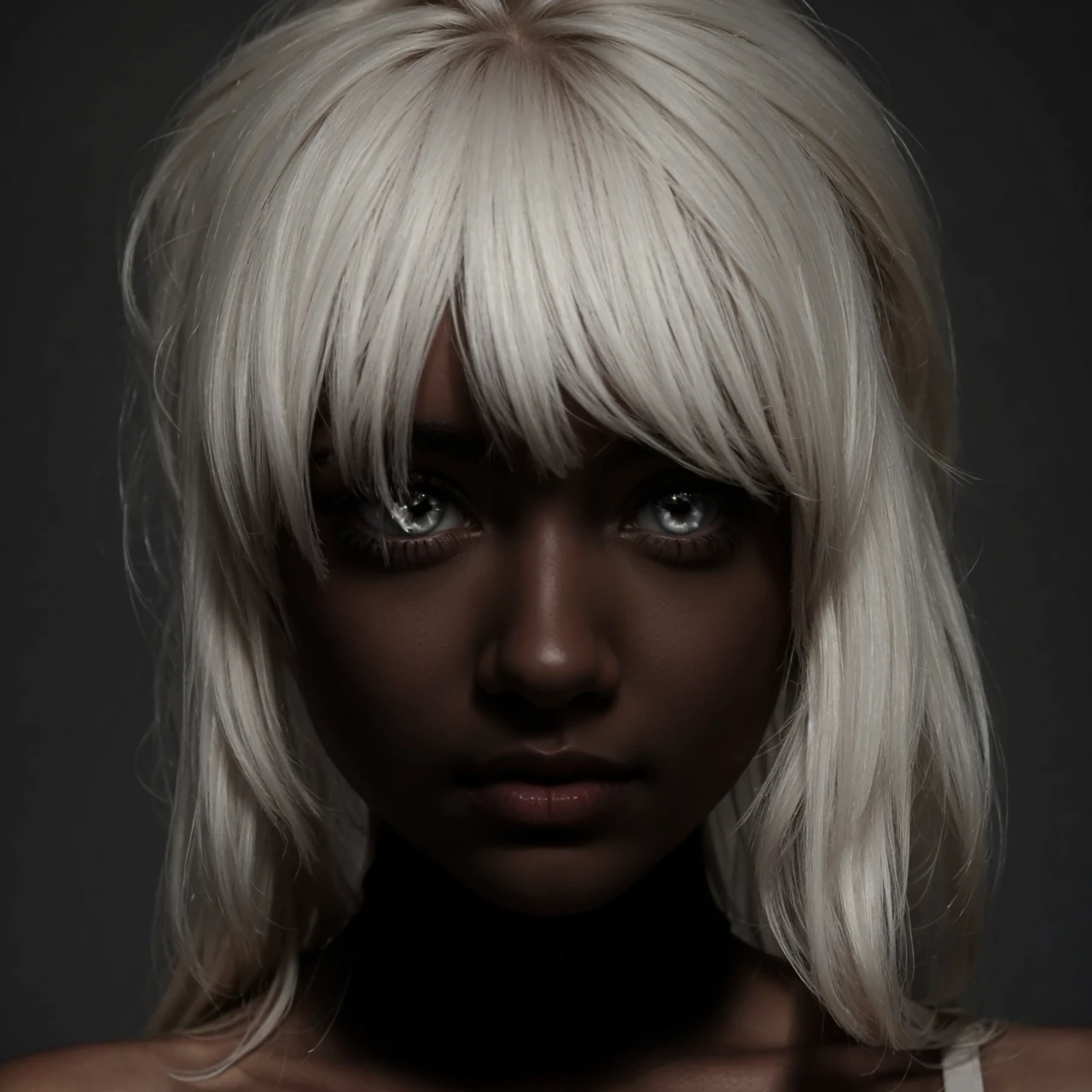 girl looking at the camera, white spaghetti straps top