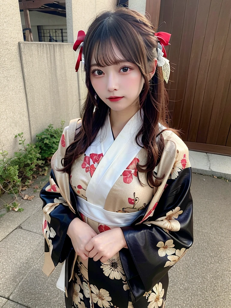 Highest quality, masterpiece, Ultra-high resolution, Strong Woman, Long Curly Hair, Leather Armor, Yukata with floral pattern, Shooter, Exquisite Bow, Mystical Runes,  background, Tanabata Festival, extreme detailed, 4K,  