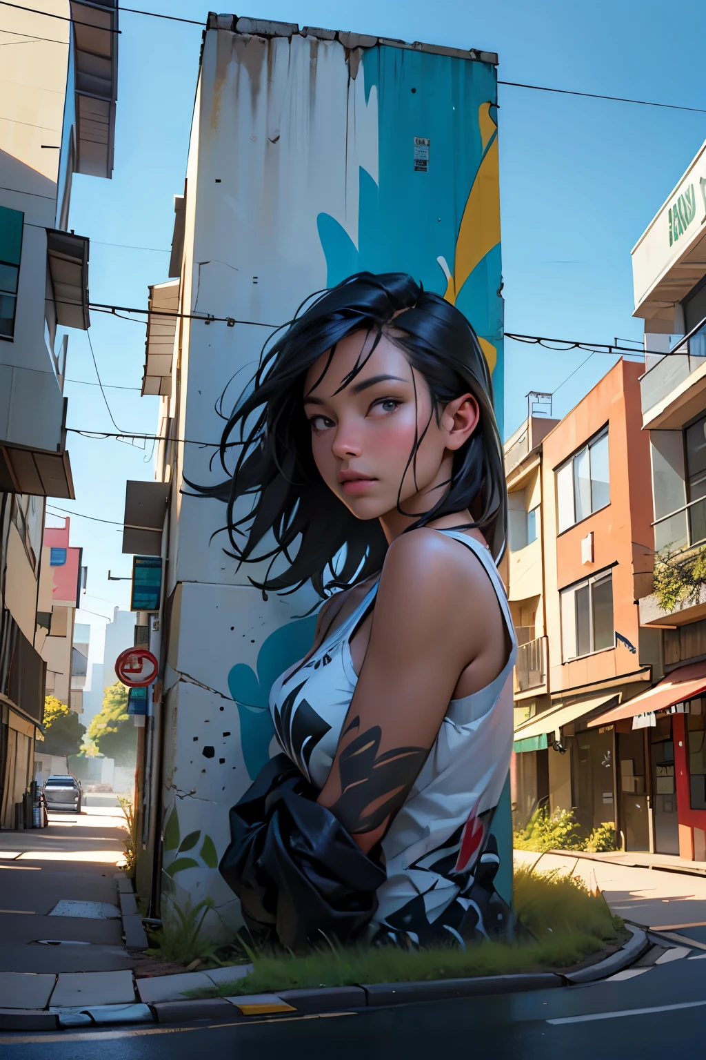 a mix of vintage street art and nature, retro urban and natural elements combined, graffiti-style artwork on a natural landscape backdrop, detailed graffiti murals on trees and rocks, neon colors and organic textures, a fusion of the man-made and the wild, (best quality,4k,8k,highres,masterpiece:1.2),ultra-detailed,(realistic,photorealistic,photo-realistic:1.37),HDR,UHD,vivid colors,extremely detailed graffiti art,urban art in natural setting,vibrant graffiti on natural surfaces,intricate graffiti murals blending with nature,stunning contrast between urban and natural,breathtaking combination of street art and wilderness