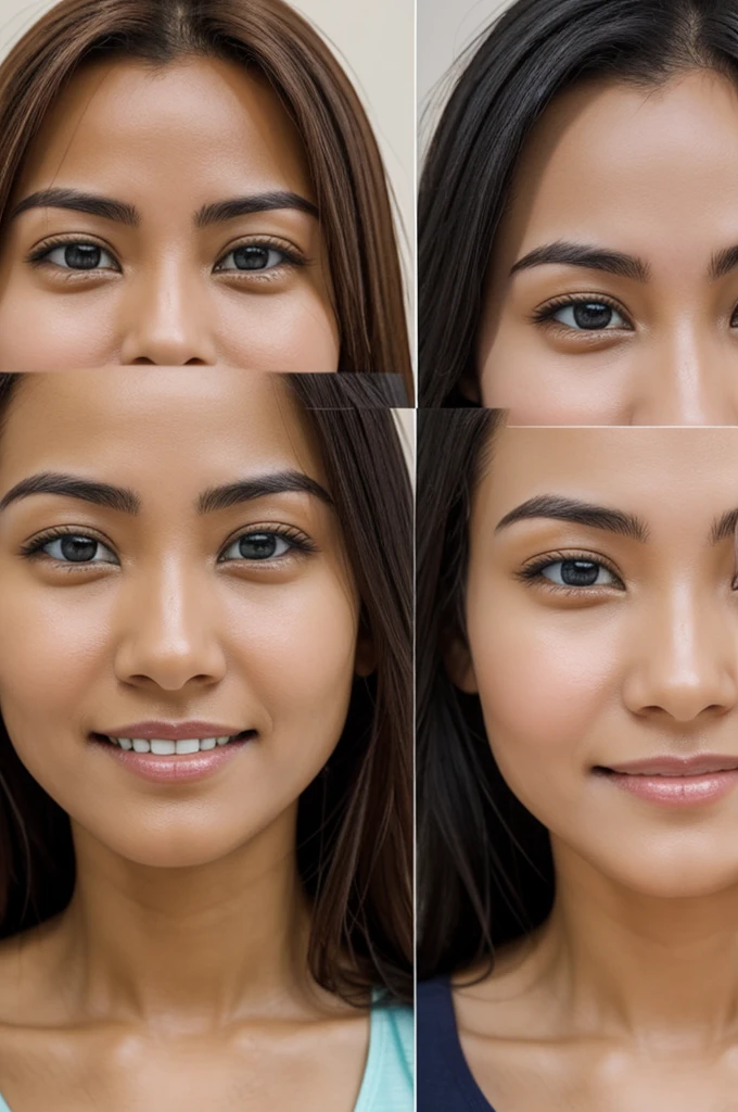 Women, after using whitening soap, shows before and after results