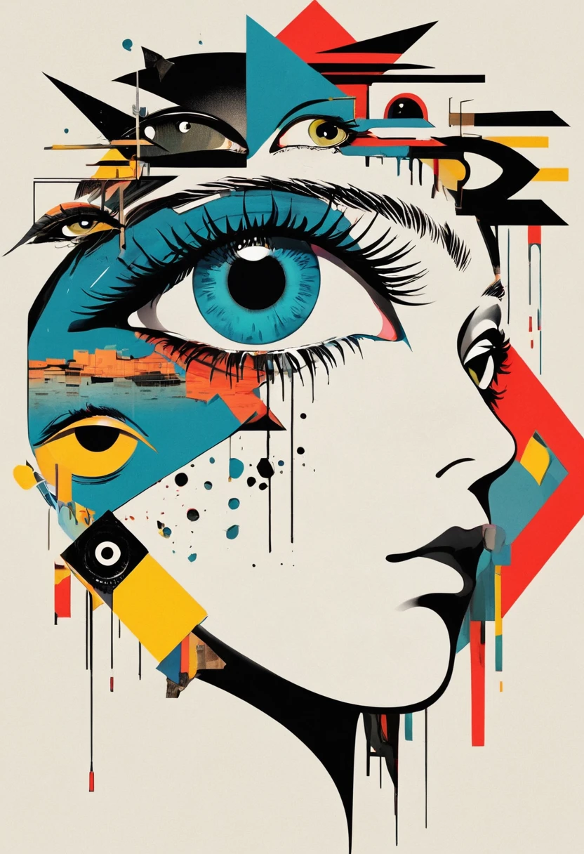 montage,dadaist,Eye,Deconstruction,Eye上的建筑,Minimalism,graphic design,Vector,poster design