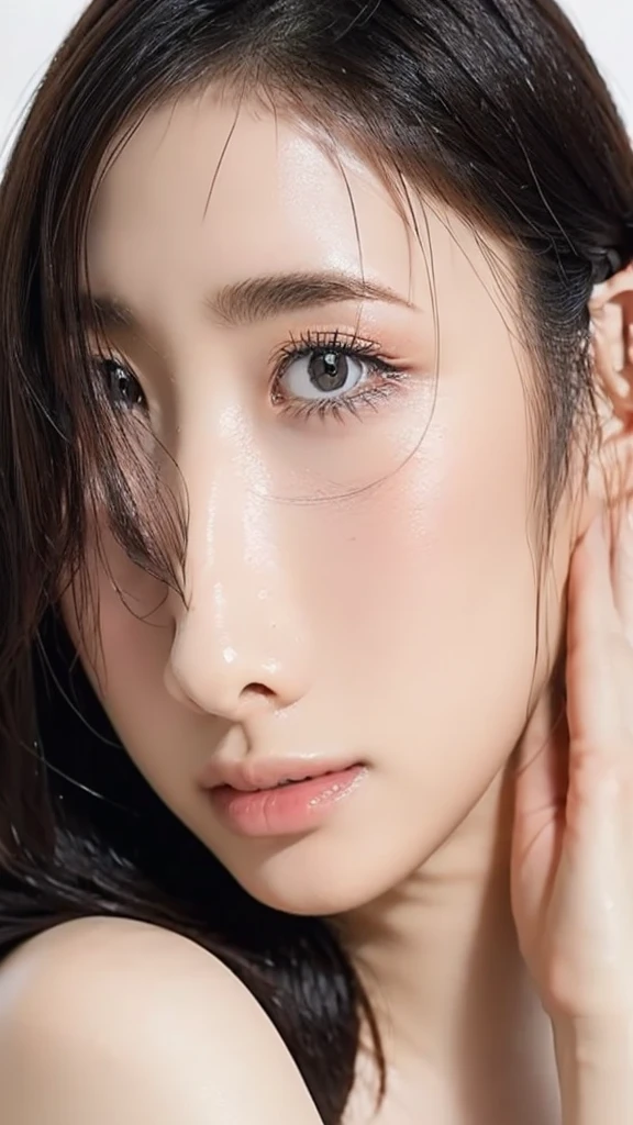 (best quality,ultra-detailed,realistic),(portraits),(black and white),(soft lighting),(Japanese beautiful face),(detailed facial features),(white background),(line drawing),anatomy correct,completely naked,perfect nude,undressed