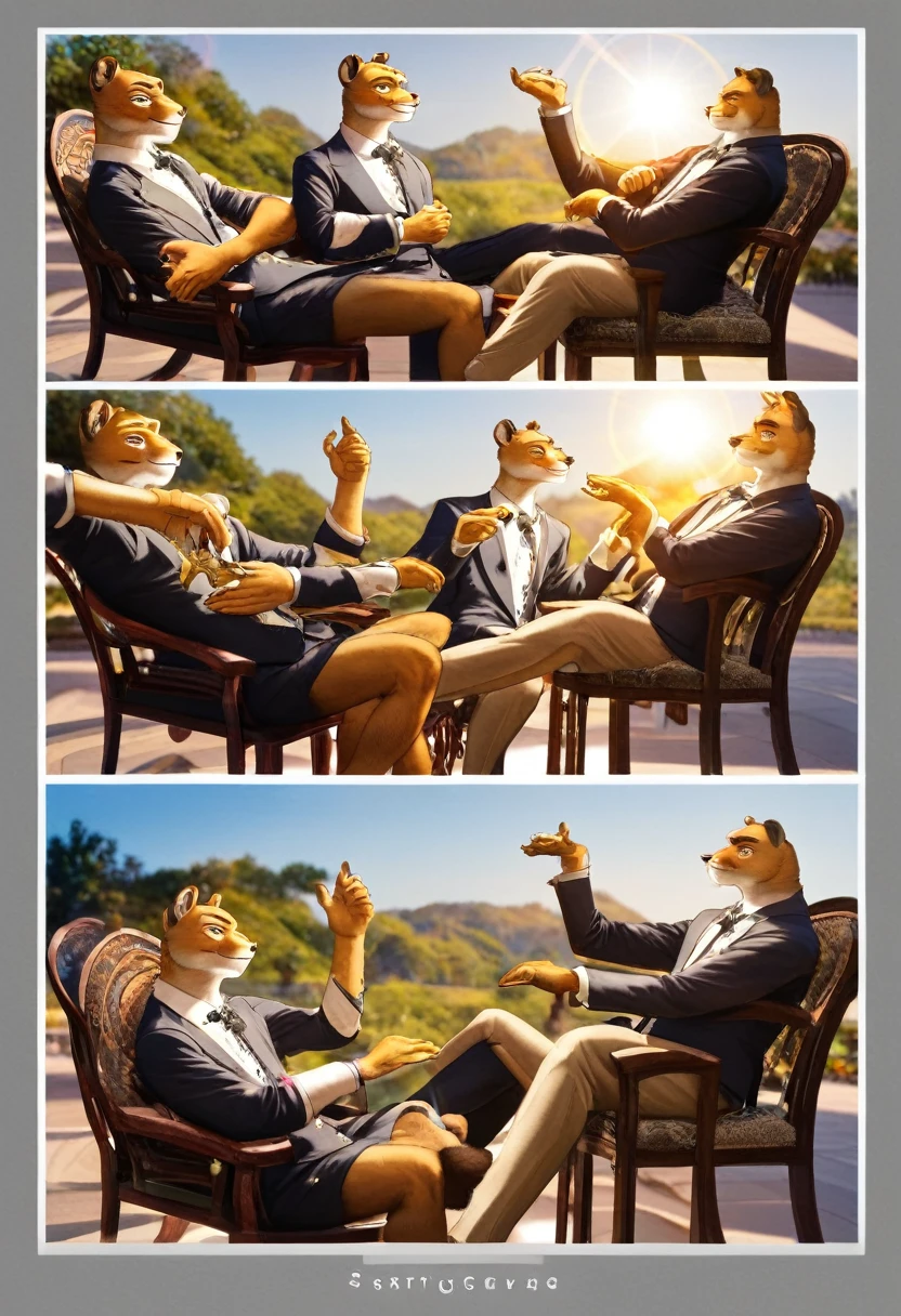highres, top quality, best quality, paid reward available, High-quality illustrations, unparalleled masterpiece, salary man sitting on chair, fully posable, neutral pose, thinking pose(furry anthro)absurdres(highly detailed beautiful face and eyes)perfect anatomy, expression, caustics, dynamic lighting, lens flare, cinematic shadow, assorted poses, cinematic angle,
