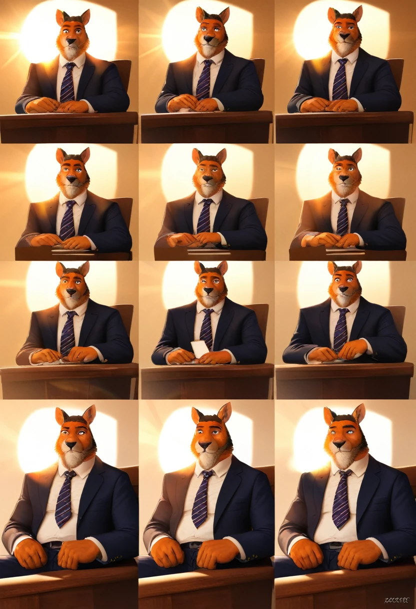 highres, top quality, best quality, paid reward available, High-quality illustrations, unparalleled masterpiece, salary man sitting on chair, fully posable, neutral pose, thinking pose(furry anthro)absurdres(highly detailed beautiful face and eyes)perfect anatomy, expression, caustics, dynamic lighting, lens flare, cinematic shadow, assorted poses, cinematic angle,