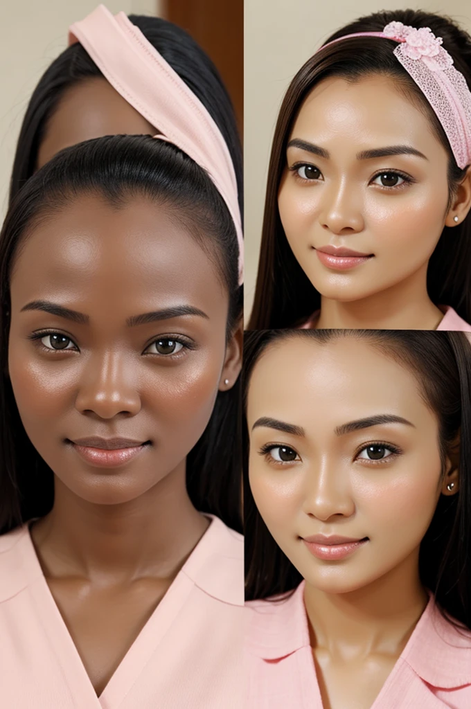 Women, use skin whitening soap, before and after