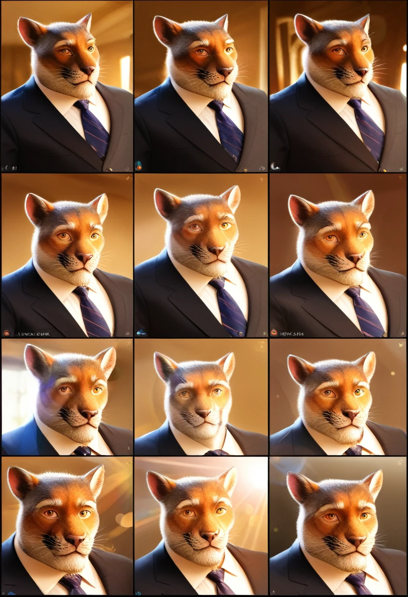highres, top quality, best quality, paid reward available, High-quality illustrations, unparalleled masterpiece, salary man sitting on chair, fully posable, neutral pose, thinking pose(furry anthro)absurdres(highly detailed beautiful face and eyes)perfect anatomy, expression, caustics, dynamic lighting, lens flare, cinematic shadow, assorted poses, cinematic angle,