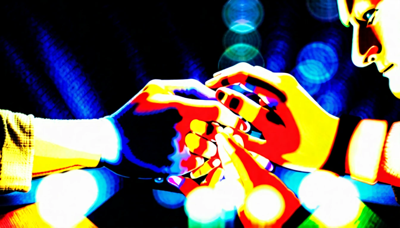 Close-up of a family holding hands in prayer, faces showing earnestness and hope, indoor setting with warm lighting, 16:9