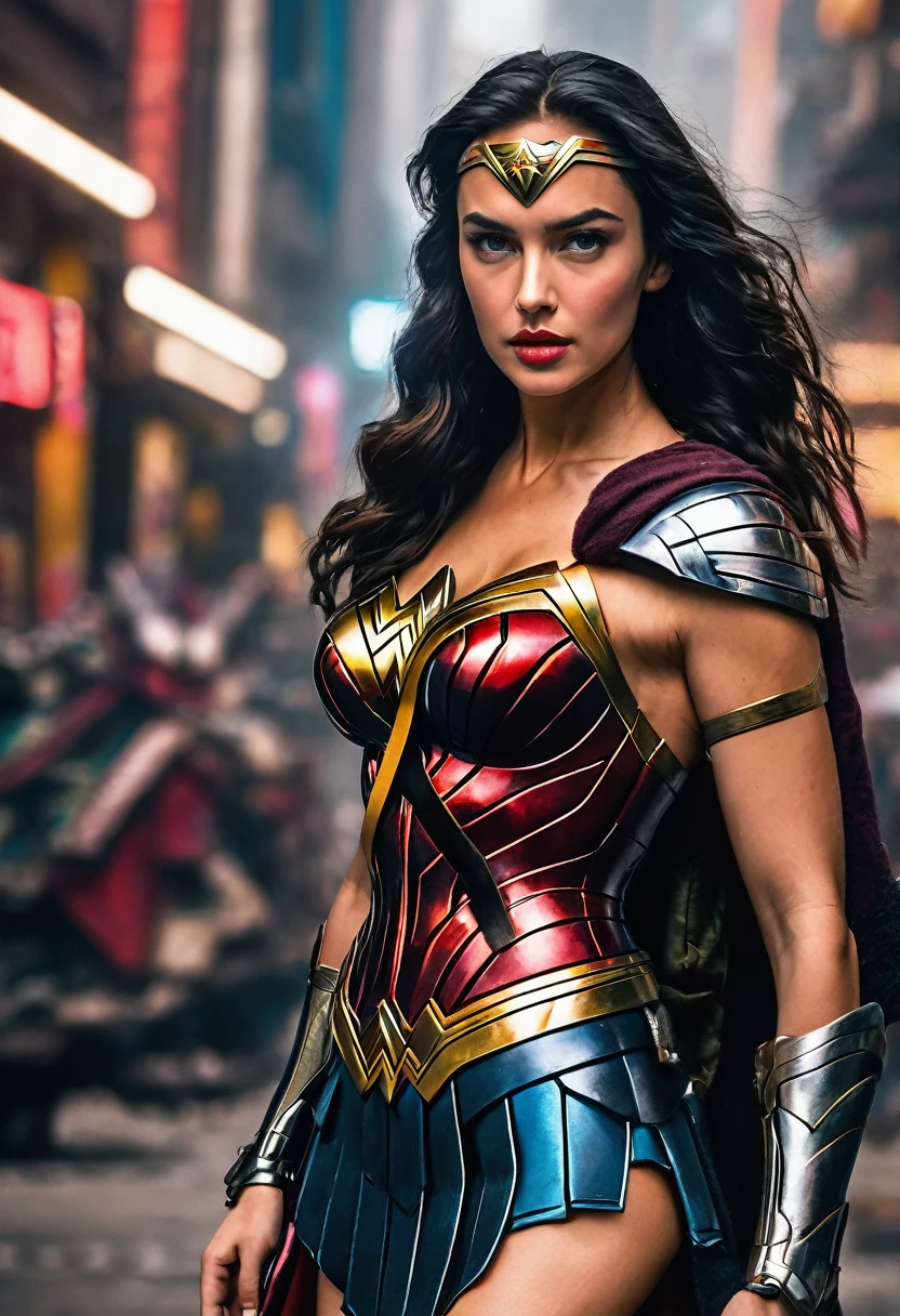 (((In extreme close-up, a cyber punk woman Irina Shayk under the mantle of the Amazon warrior (((a part of his head shaved))) Wonder Woman Diaema Cyber Punk front images color images Splash Wonder Woman Diaema Wonder Woman Cyber Punk))),(((a part of his head shaved))),(((Diaema Wonder Woman))),(((shaved))),(((black hair))),(((Diaema Led Wonder Woman))),(((Diaema Led Wonder Woman))),(((shaved))),(((tiara))), Diaema Wonder Woman))),(((tiara))),(((Front images))),(((Images only from the front))),(((head on)))