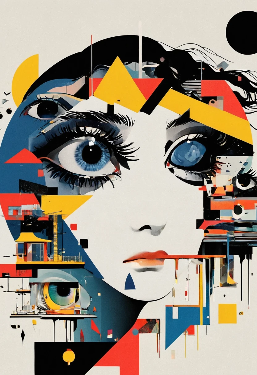 montage,dadaist,Eye,Deconstruction,Eye上的建筑,Minimalism,geometry,graphic design,Vector,poster design