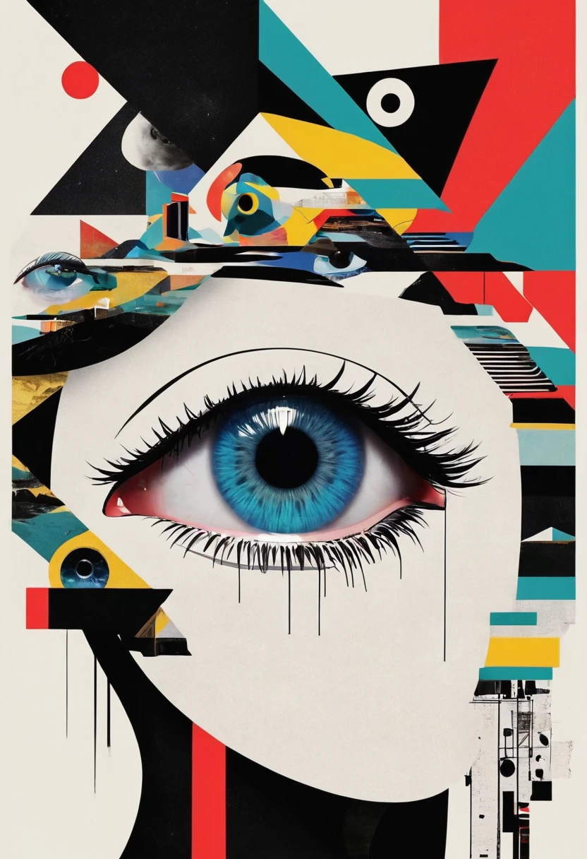 montage,dadaist,Eye,Deconstruction,Eye上的建筑,Minimalism,geometry,Sense of space,graphic design,Vector,poster design