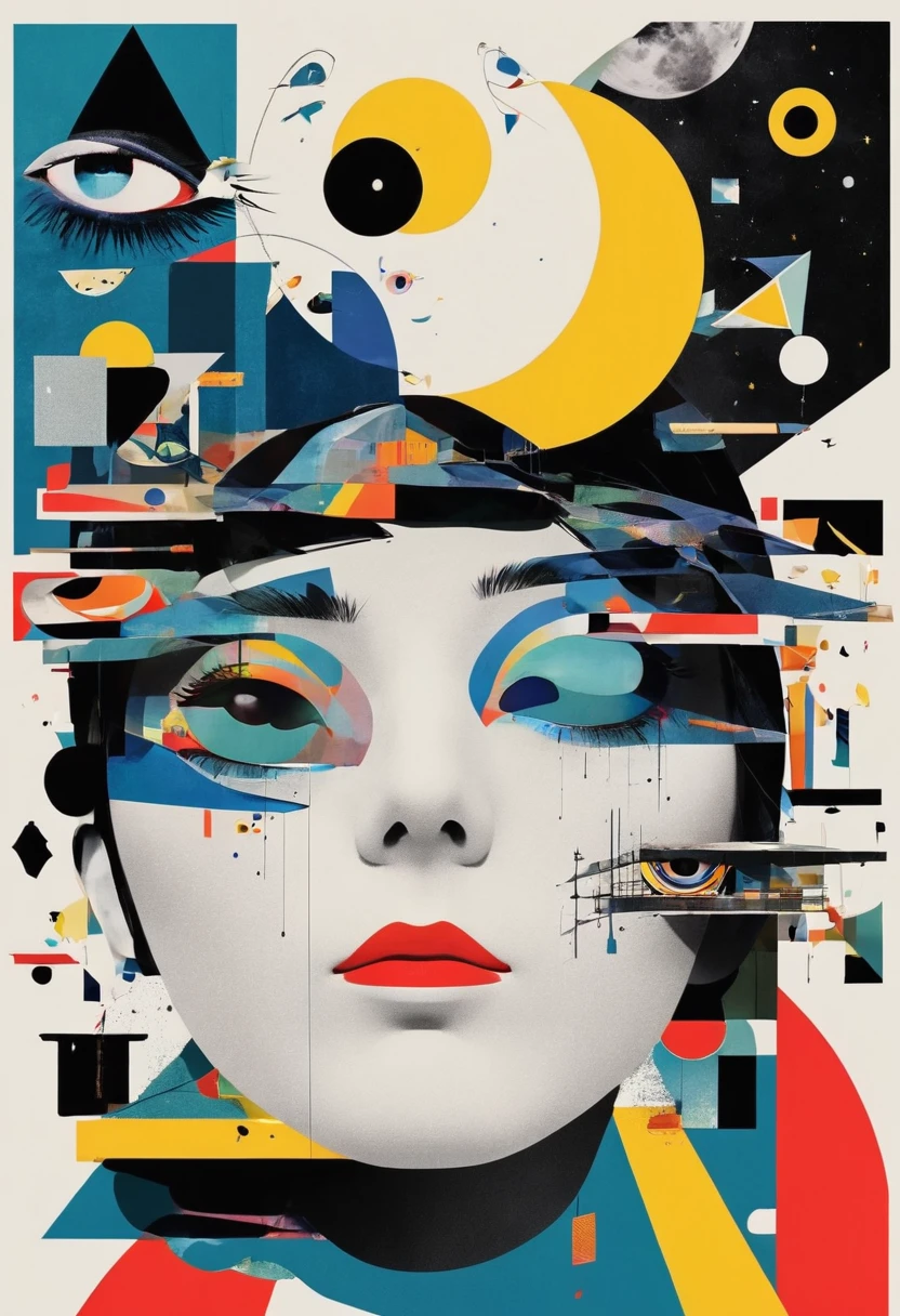 montage,dadaist,Eye,Deconstruction,Eye上的建筑,Minimalism,geometry,Sense of space,graphic design,Vector,poster design