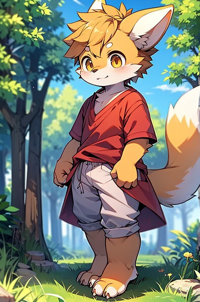 shaggy,shaggy,Golden fur,Golden fur,Golden fur,Golden fur,Golden hair,male people,canid,adolable,The little fox,The little fox,The little fox,adolable,solo person,sharp talons,Detailed fur,Golden eyes,Thick eyebrows,Fluffy tail,red short sleeves,short white pants,ultra - detailed:1.0,?????? boy,toddlers,children,children's,Gamine,Beast too,adolable,adolable,Shota(Via Dagasi:1.1),??????? correct,Barefoot,Red Claw,Bare claws,Barefoot paws,Barefoot paws,standing on your feet,attention,bald-headed,Animal foot paws,lawns,grassy fields,On the lawn,on a grassy field,Tread on the grass,Trampling on small grass,Tread on the grass,Trampling the meadow,Tread on the lawn,Trampling the lawn,bald-headed,balding,balding,:tall stature,