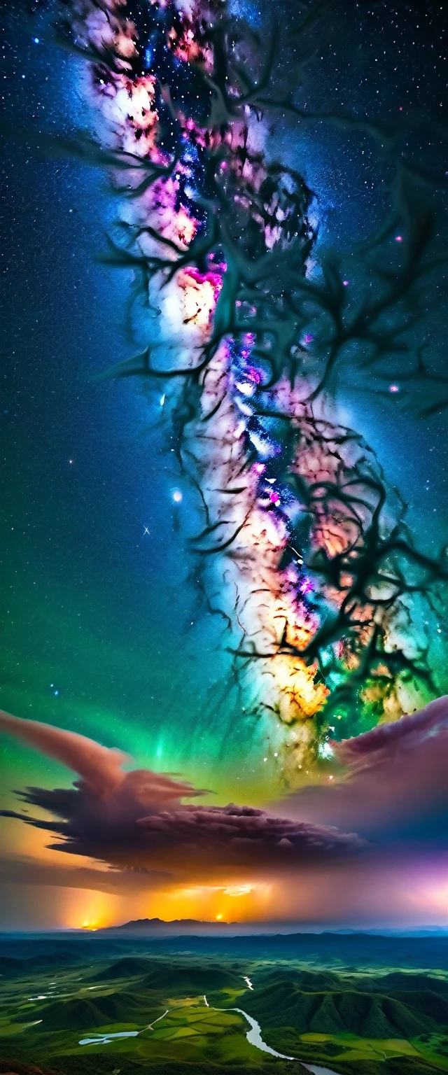 (Highest quality),(masterpiece:1.2),(Very detailed:1.2),Ultra-high resolution,RAW color photos,8K,Vast landscape photography,Realistic photos,Elaborate photos,Shot from the spaceship window,Written boundary depth,Sharp focus,Milky Way,Vast Universe,Beautiful colors,Written boundary depth,Wide Light,Low contrast,Backlight,Sharp focus,Vibrant colors,moving composition