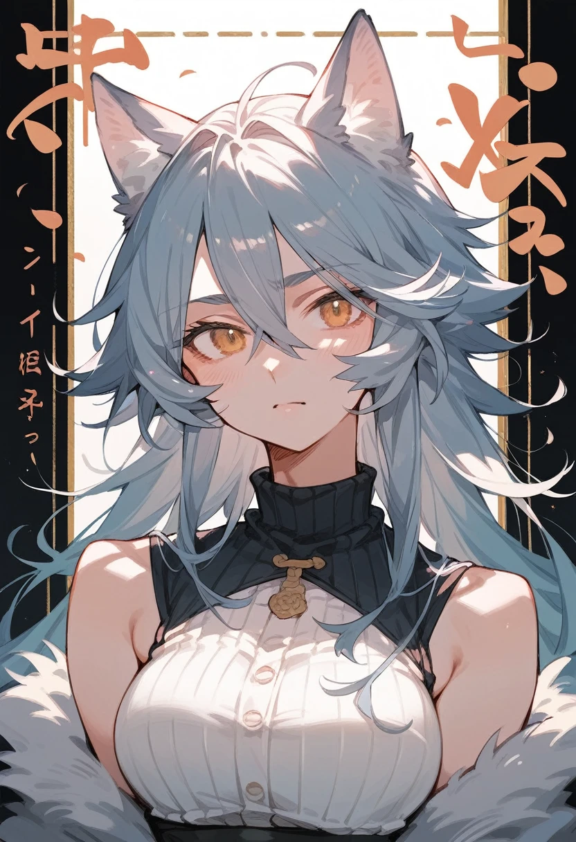High-quality illustrations, doujinshi cover_page, highres, absurdres, The story of the meeting of a girl and a wolf,