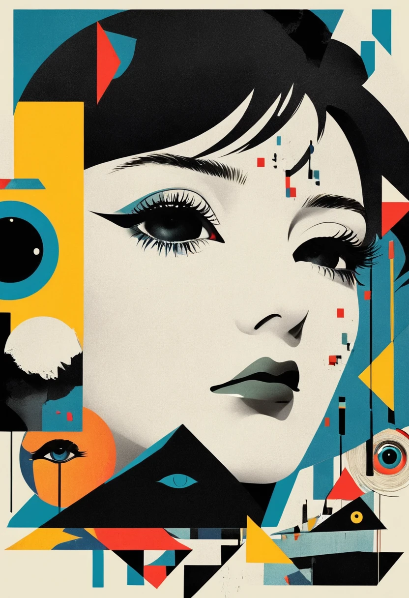 montage,dadaist,Eye,Deconstruction,Eye上的建筑,Minimalism,geometry,graphic design,Vector,poster design