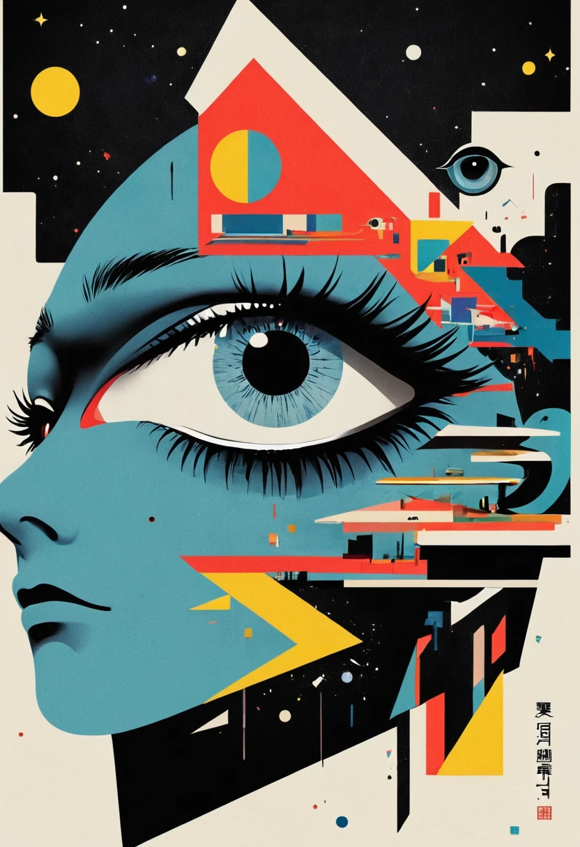 ,dadaist,Eye,Deconstruction,Eye上的建筑,Minimalism,geometry,Sense of space,graphic design,Vector,poster design