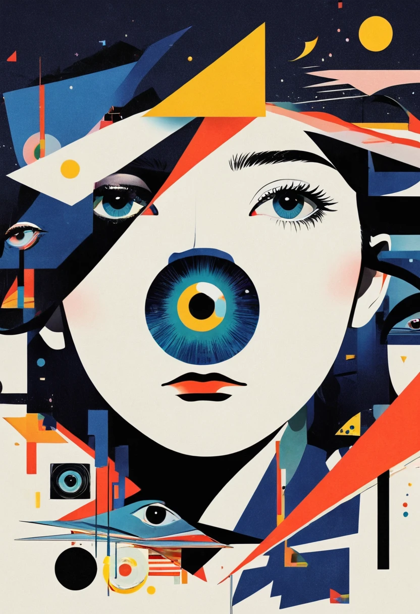 ,dadaist,Eye,Deconstruction,Eye上的建筑,Minimalism,geometry,Sense of space,graphic design,Vector,poster design