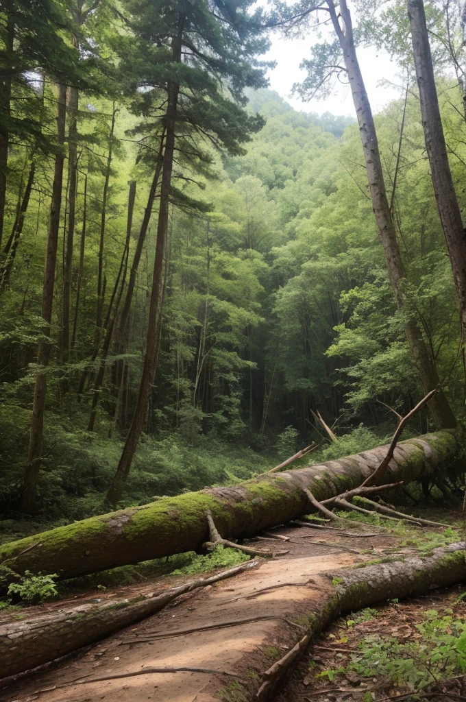 Fallen trees during the time of the dinosaurs 
