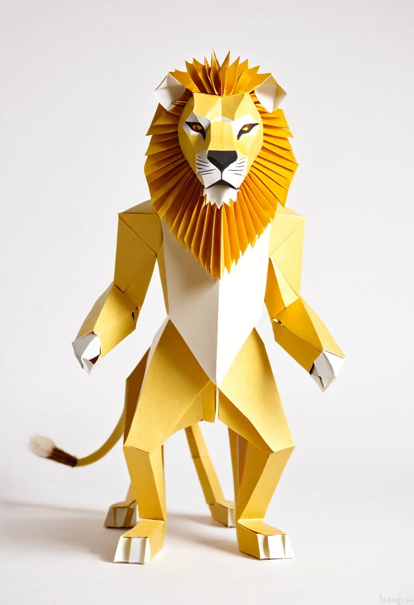 ORIGAMI LION FRONTAL VIEW ,MAGNANIMOUS POSE