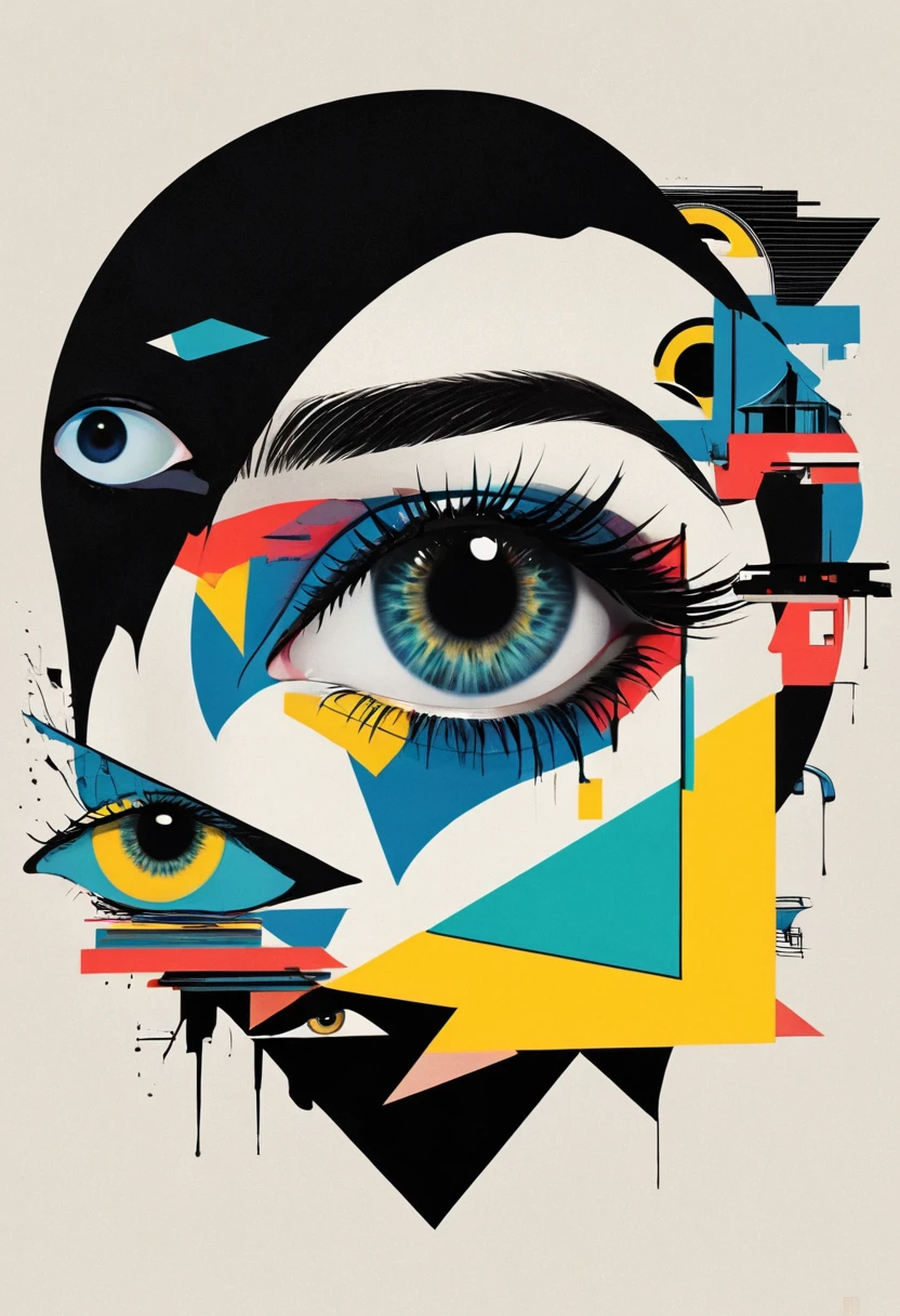 montage,Eye,Deconstruction，Eye上的建筑，Minimalism，geometry，graphic design，Vector，poster design