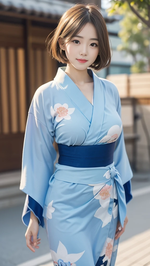 (8K、RAWphotograph、Highest quality、masterpiece:1.2),(Long Bob Cut),Looking at the audience,Viewed from the front,(Sexy pose, strong,erotic), high school girl、White skin,knees,Absurd,Small face,前hairを真ん中から分けます、The forehead is visible,((Be embarrassed,Squint your eyes,Glare,strong,skinny,Irritated))、masterpiece,Highest quality、Ultra-high resolution,One person, One personで,Close-up shot、cute、Return to Student,(A clean blue-based floral yukata:1.5),high school girl,、Japanese women,Are standing,(Photorealistic:1.37)、Photon Mapping,Realistic、cuteSmall face,Brown eyes、prospect、Written boundary depth、Blurred Background、photograph,girl、(前hairが見える), hair, kneesが見える,Light clothing,, thigh,Nogizaka idol, actress、Big and ample breasts、Cleavage、Alluring cleavage、Super quality、Low people、(Skin with visible pores:1.2)、(Focus on the face)、Check and correct the garment construction