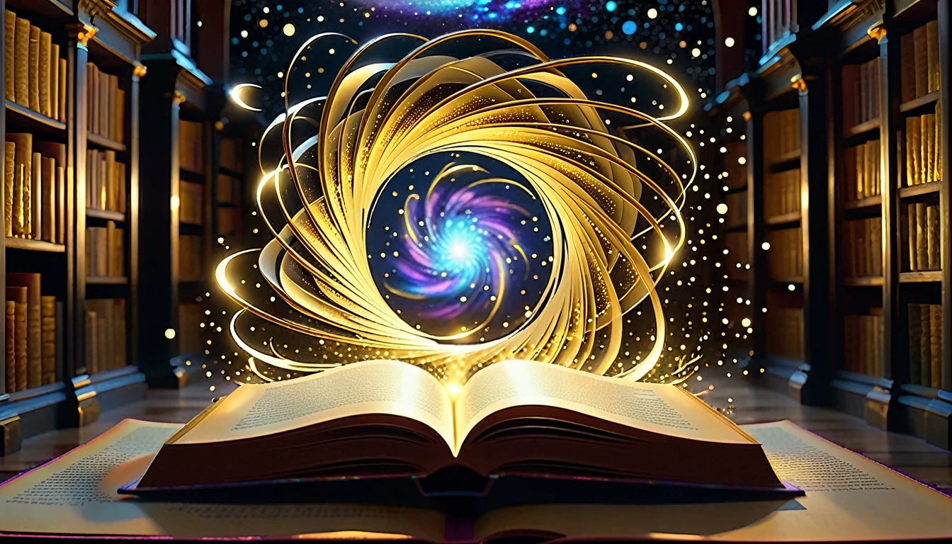 “Imagine your eyes slowly opening to reveal an ethereal realm filled with magical books. As you float through this astral plane, one book, titled ‘Inner Knowing’ in glowing gold letters, lifts off a shelf and drifts towards you. As it opens, the pages reveal a swirling cosmic galaxy that pulls you into its depths.”
Video Elements:
Opening Scene:
Start with a black screen, slowly transitioning to a first-person perspective as if the viewer’s eyes are opening.
Reveal a magical, ethereal realm with floating books and soft, ambient music.
Exploration:
The viewer’s perspective moves through the realm, showcasing shelves filled with ancient, glowing books.
Soft, mystical lighting and gentle floating particles enhance the magical atmosphere.
Focus on the Book:
One book titled “Inner Knowing” in light language gold letters begins to glow and float off the shelf.
The camera zooms in on the book as it moves closer to the viewer.
Book Opening:
The book opens slowly, revealing pages that start to glow and transform.
A cosmic galaxy begins to swirl within the pages, with vibrant colors and starry visuals.
Immersion:
The viewer is gradually pulled into the book, with the galaxy expanding and enveloping the screen.
End with a sense of being transported into the cosmic realm, leaving the viewer in awe.