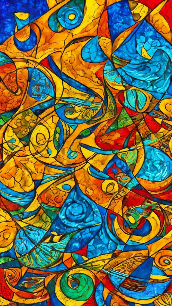 create an abstract composition of indigenous Pataxó with realistic vibrant texture and colors + fusion of alcohol and ink+ tribal+van Gogh artistic style