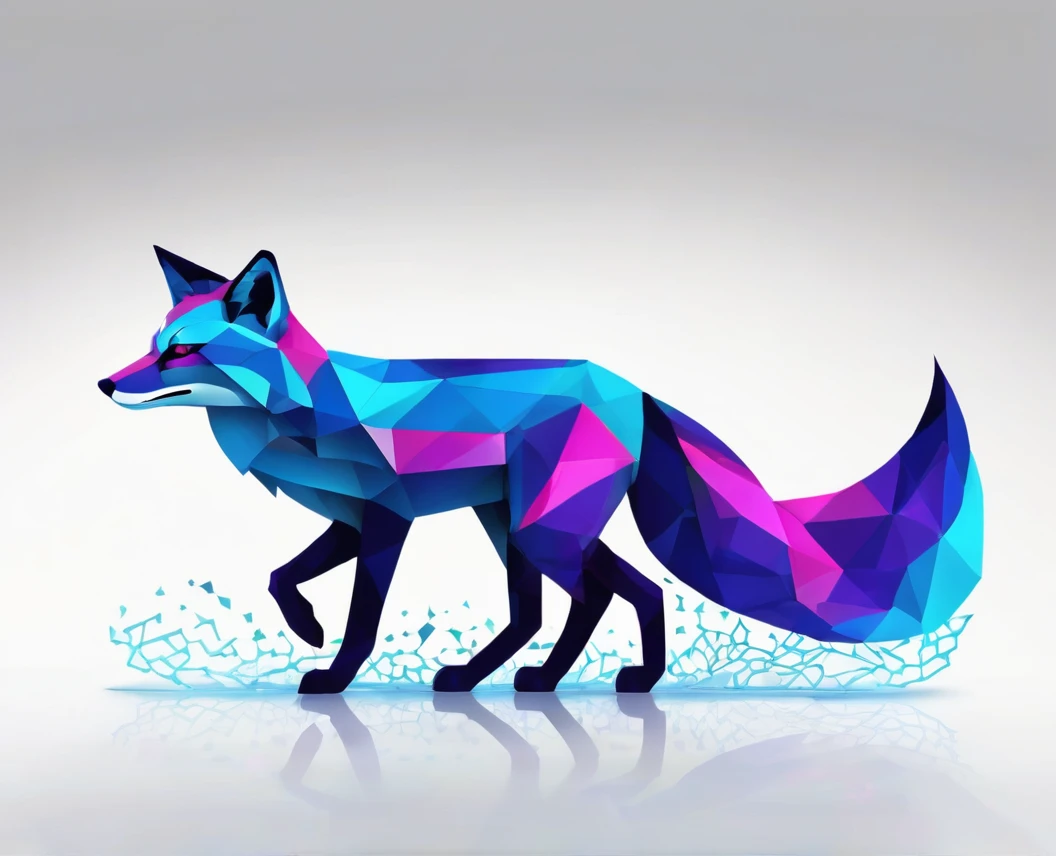 Create a digital image of a blue fox that combines cryptographic elements. The fox must have a Hateful and stylized design, with geometric patterns and bright colors representing blockchain technology. Integrates cryptic symbols and chains of code into your skin to give an enigmatic and angry appearance. Make sure the fox'The environment also reflects a Football theme with backgrounds reminiscent of Blue digital matrices..