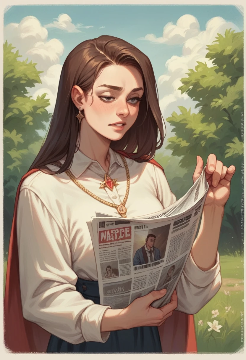 ((Best Quality)), ((Masterpiece)), (detailed) image of a person picking up a newspaper from the ground