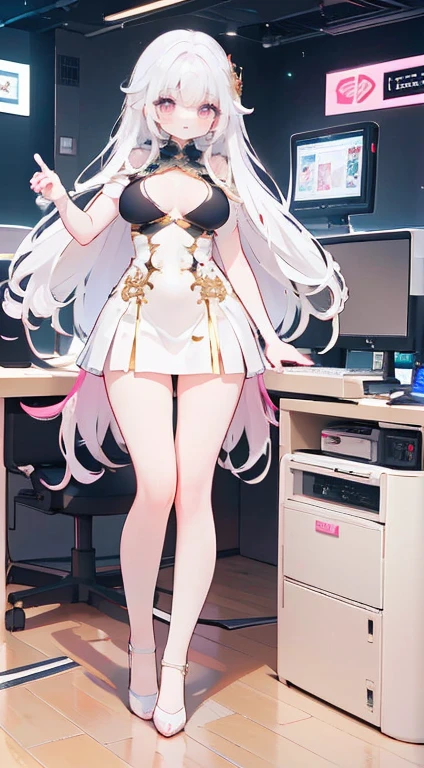 great quality ++ Extremely detailed high resolutionolution, very aesthetic, expressive eyes, (((Perfect face))), (((face symmetrical))), ((good anatomy)), (((perfect hands))), (((8k))), UHD, hd wallpaper, (((detailed high cal, (((((1girl)))))), only, Masterpiece, The best quality, high resolution, Highly detailed, (illustration), Beautiful detailed eyes, ((((full body))), (((solo))), (((((Koyanskaya))))), (((cosplay of Weiss Schnee))), (((smiling))), (((fusion))), (((agglutination))), (((Combination))), (((((White hair))))), (((blue eyes))), (((ponytail))), (((white dress))), (((jewelry))), (((necklace))), (((earrings))), only, jaeces, earrings, long hair, parody, (((scar))), (((scar ocular))), (((hair ornament))), (((office background))), (((hand on hip))), (((wiggling the butt))), (((strolling))), Side ponytail, scar en la cara, Upper part of the body, (((fox tail))), (((fox ears))), (((tiara))), (((jewelry))), (((earrings))), (((neckline trimming))),
