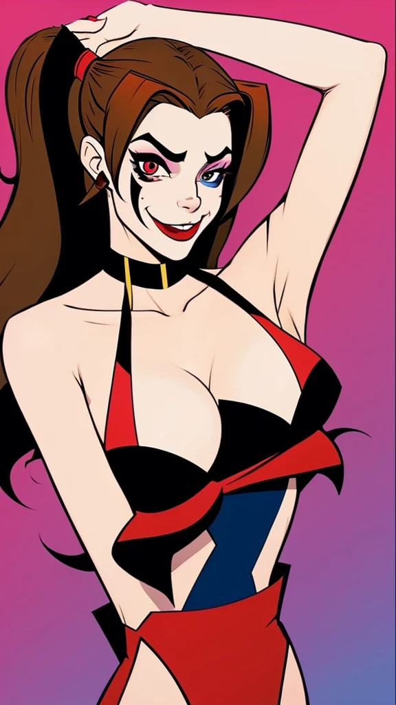 Harley Quinn from batman animated series showing off her armpits and 