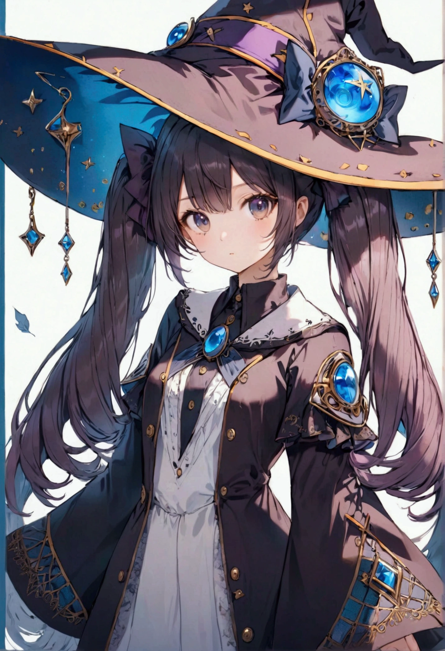 witch hat, twin tails