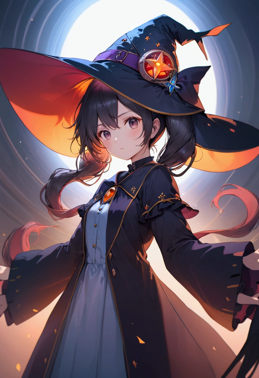 witch hat, twin tails