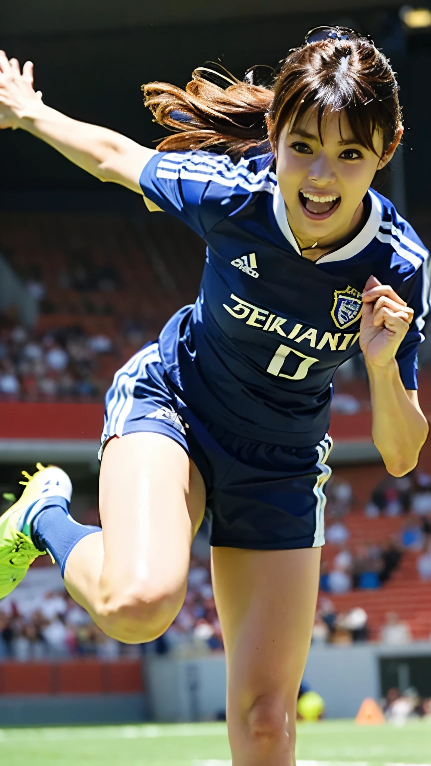 (((First Person))),(((Perfect anatomy, carefully drawn limbs with perfect joints and no excess or deformities))),(((The grandstands are filled with spectators))),The enthusiastic crowd roars,(((A beautiful soccer ball player with outstanding style is dribbling seriously with furrowed eyebrows on the field of a soccer stadium filled with enthusiastic spectators.))),(((The soccer uniform with a short sleeve collar and a large number on the back, with the shirt tucked into the leggings, and the running leggings uniform are clean.々Shii,Wearing soccer cleats))),(((Capture the powerful moment of a full-body snapshot of a man sprinting while dribbling a soccer ball))),Speed,body幹の強い低い姿勢,Speed,(Capture the essence of the movement and the moment of the play),((The audience roars at the wonderful play of a beautiful soccer ball player wearing a red uniform and shorts on a white background),((真剣な眼差しでサッカーゴールにドリブルからシュートする瞬間の動きの本質を捉えた4K full-body shot from the front)),Rushing forward like a rabbit,All in one,Gritting teeth,腕でbodyのバランスを取る,(Skin Dentition:1.5),Realistic and realistic,(masterpiece:1.5),(((Sports concept art))),Intricate details,Highly detailed and realistic,Octane Rendering,4K quality,(Sports Real Engine),Dynamic pose,4K Top Quality,High resolution,(Realistic Face:1.1),(Surreal:1.1), ((full_body)),((Expressing the dynamism that emanates from the whole body)),(((He has a slim, muscular body, but his strong legs and slim waist make him look very stylish.))),(4K full-body shot from the front),(Shiny skin:1.2),(((Hairstyle))),(((Perfect hands))),(Highly detailed background),((整備された美Shii芝が張られたピッチに観客で一杯のスタジアムの背景が壮観)),A crucible of cheers and excitement,((Beauty condensed in 1girl)),((光を蓄えた美Shii瞳)),(Shiho wearing a necklace),(((滴る大量の汗が眩Shii))),(The short bob flows with your movements.),casting ,((Dramatic beauty)),披写界深度の深い美Shiiボケ,4K,Gothic,4K Digital SLR Camera,Fujifilm XT3 style,(Saiharu Body),(Delicate eyes and face),Professional Perspective,素晴らShiiディテール,(1girl condenses exceptional beauty),繊細でHigh noseを持つ美Shii顔,High nose, Clear chestnut eyes that glorify the light, Glossy red lips, light makeup,