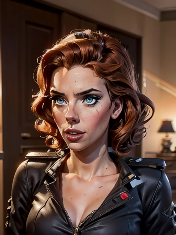 a beautiful woman in a ghostbuster uniform, Scarlett Johansson, detailed face, beautiful eyes, detailed lips, long lashes, confident expression, ghost-catching equipment, futuristic setting, cinematic lighting, digital art, concept art, hyperrealistic, dramatic pose, 8k, high resolution, photorealistic, masterpiece