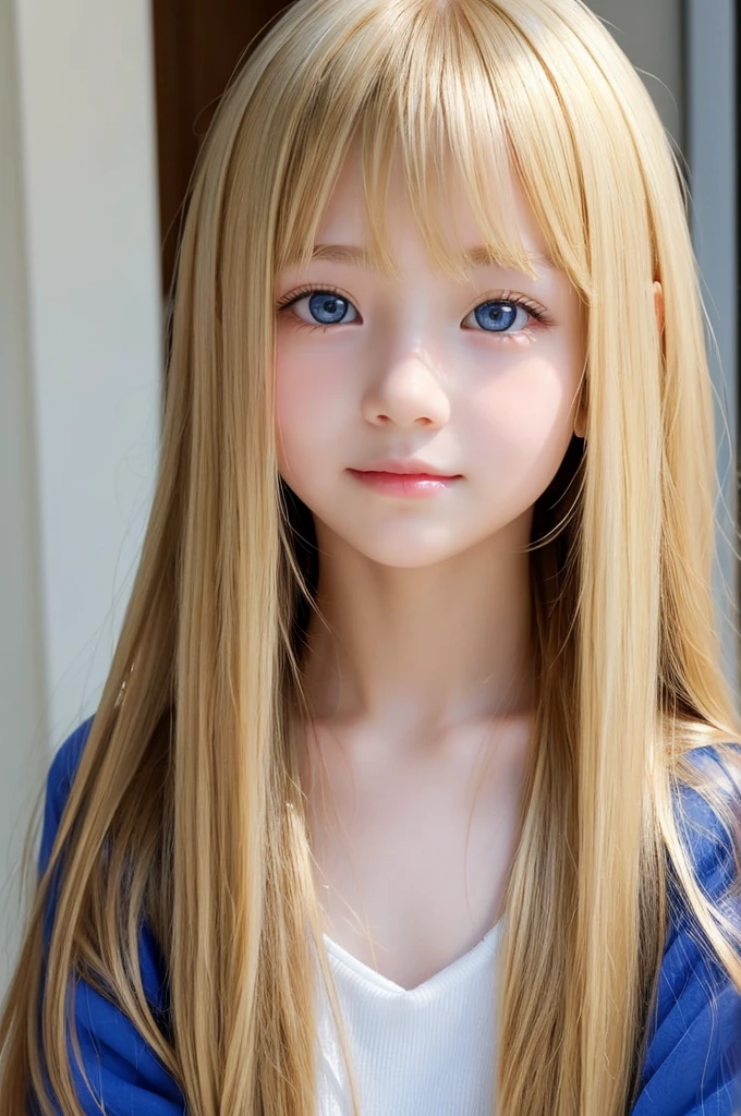 Beautiful super long straight hair、Shining gold color、Bright expression、naked,Open your and show it off,Bright blonde girl posing、Long golden bangs over the eyes and nose,,,,,,、Shiny white skin、Shining Cheeks、Reality Girls、12 year old girl、Beautiful girl in shining platinum blonde、Beautiful big bright blue eyes