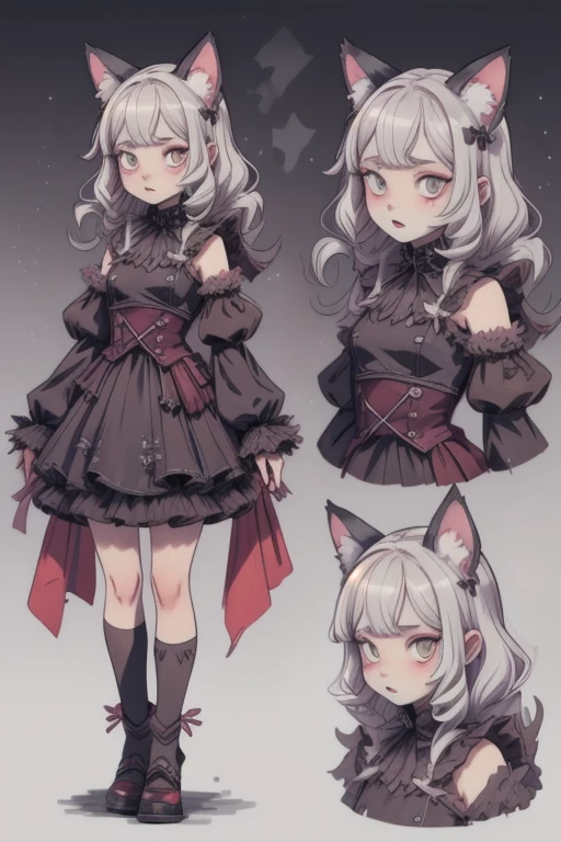 (best quality), (highly detailed), (masterpiece), (perfect lighting), 
BREAK
BREAK
(1girl), goth, cat girl, cat ears, cat tail, pastel, vtuber, 
 (CharacterSheet:1), (multiple views, full body, upper body, reference sheet:1)