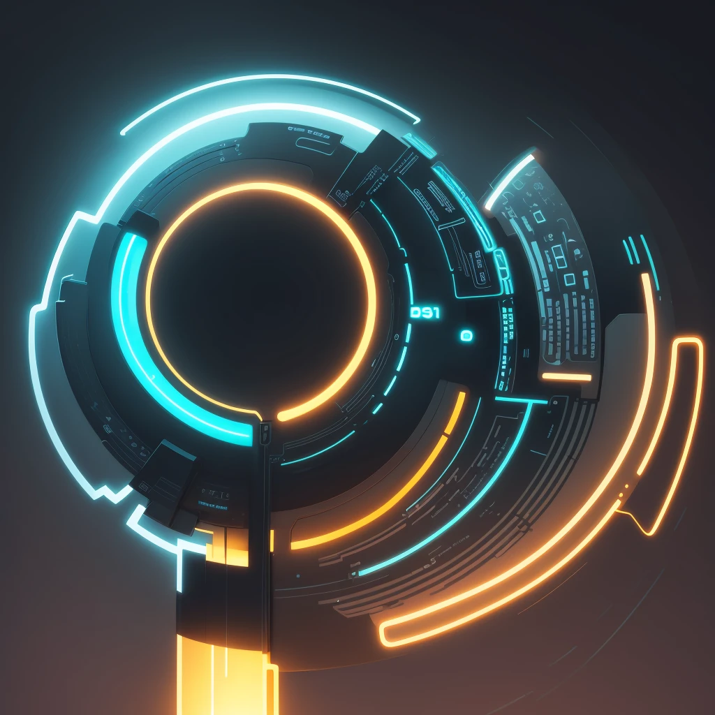 Design an abstract representation of electricity with a glowing neon loop encircling it. The electricity should have dynamic, jagged light patterns, and the loop should give it a sleek, high-tech appearance
