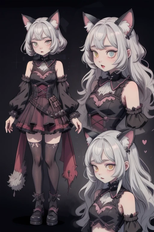 (best quality), (highly detailed), (masterpiece), (perfect lighting), 
BREAK
BREAK
(1girl), goth, cat girl, cat ears, cat tail, pastel, vtuber, 
 (CharacterSheet:1), (multiple views, full body, upper body, reference sheet:1)