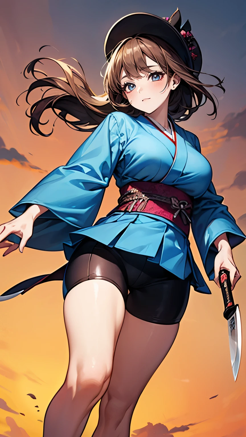 (Very delicate and beautiful:1.2)super model,,Beautiful breasts,voluptuous,【bike shorts】,,【3girls】,,Highest quality, High resolution, 8K,Kick in a hurry.mini skirt,Japanese ta,knife,Blue Flame