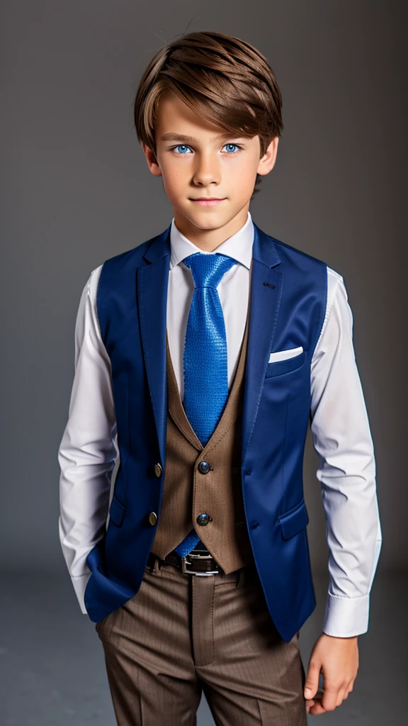  male wearing tie and lomg sleveed  button up with blazer and vest with dress pants and belts
4K HIGH REZ 

Physical Description: Brown colored hair and skinny build. 5"5 and 150 LB. Blue eyes. 

.