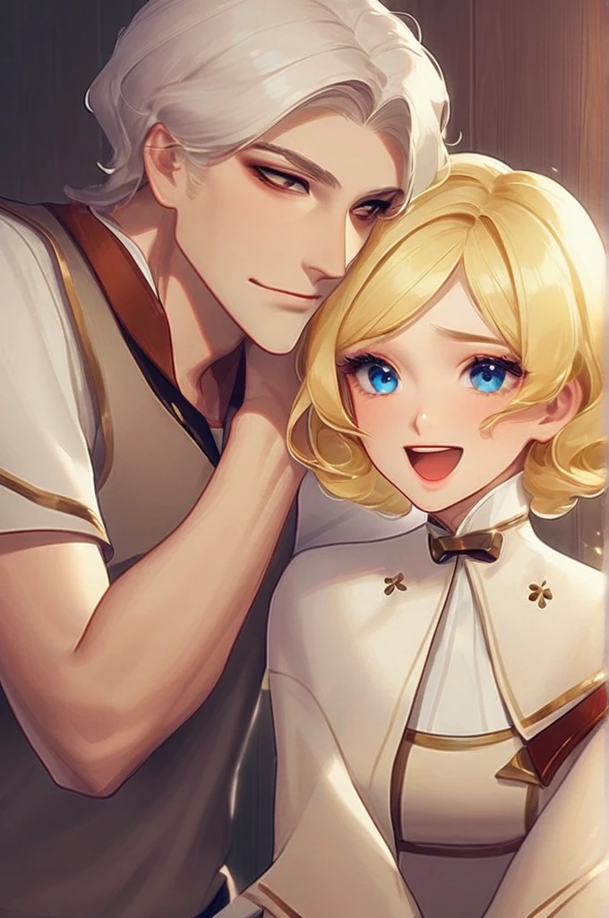 ((Лучшее качество)), ((шедевр)), (подробный), sex of a blonde woman with blue eyes and a blonde guy with brown eyes