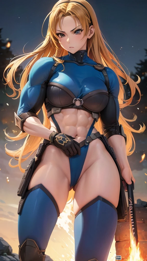 anime art of a couple hugging in front of a campfire, fofosexyrobutts, Lit from behind, Powerful girl, inspired by Masamune Shirow, lit from below, epic color illustration, side lit, highly detailed exquisite fanart, beautiful comic art, sww version, inspired by Rob Liefeld, commission for high resolution, Cammy, the woman is tall and muscular, mulher extremely muscular, extremely muscular,