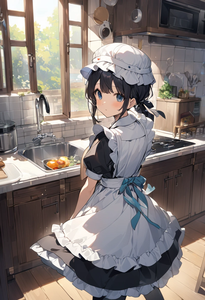 Mob Cap、A hat that covers the back of the head and is worn by maids、髪は出さないようにMob Capに入れる、Kitchen Maid