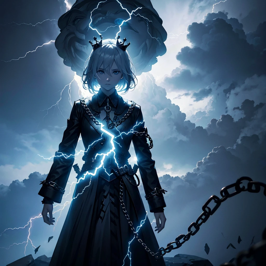 Lightning Crown, chain lightning, person with no face, shadow